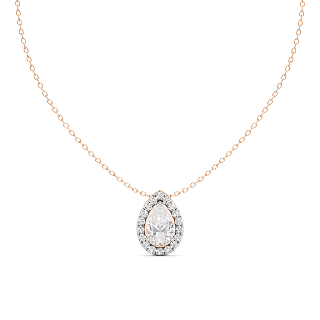 Halo Pear Diamond Solitaire Pendant