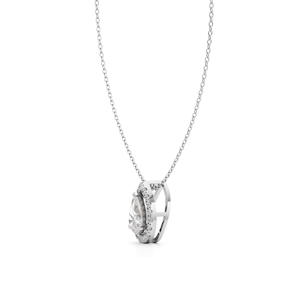 Halo Pear Diamond Solitaire Pendant