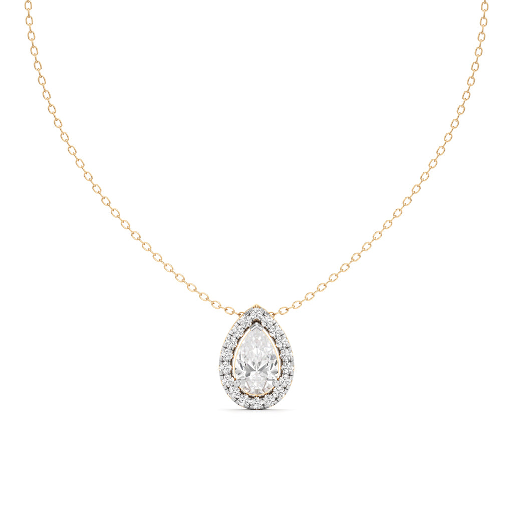 Halo Pear Diamond Solitaire Pendant
