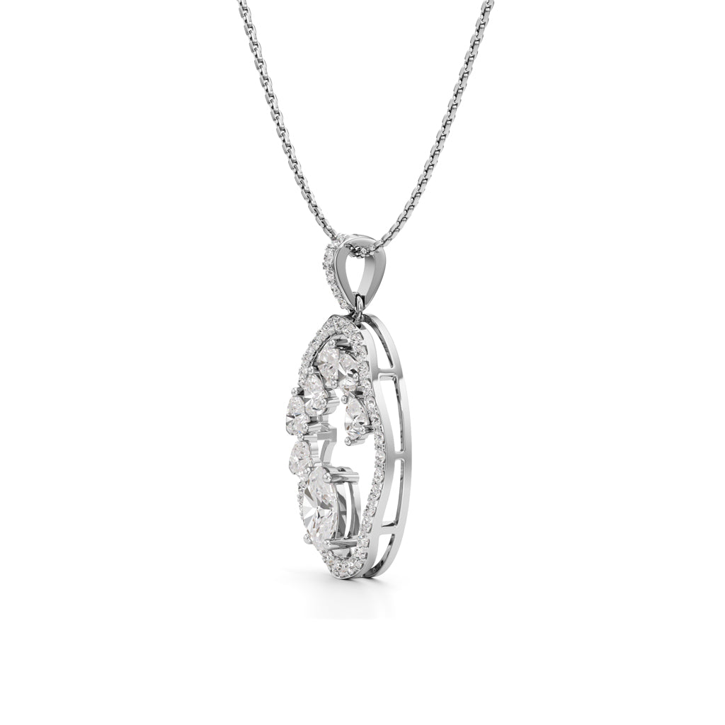 Celestia Oval Halo Pendant Necklace