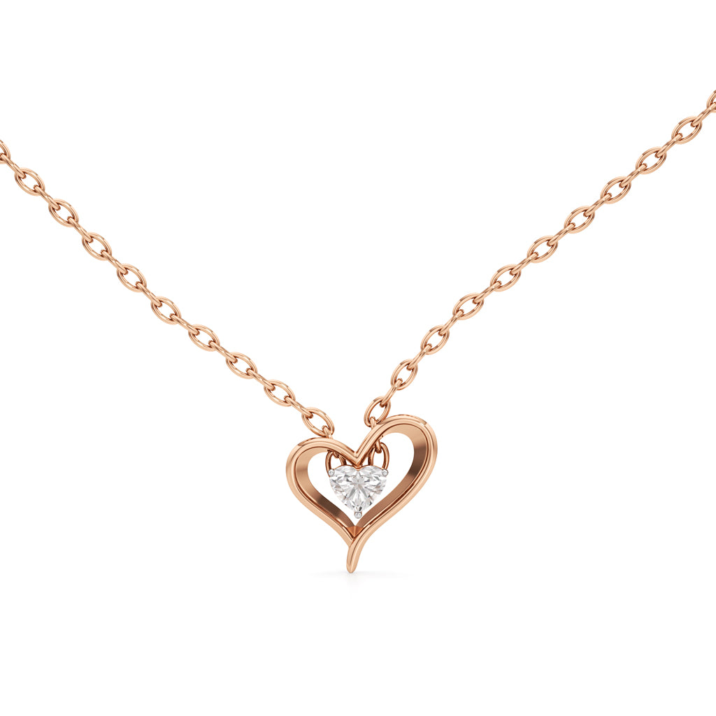 Amora Heart Solitaire Diamond Pendant