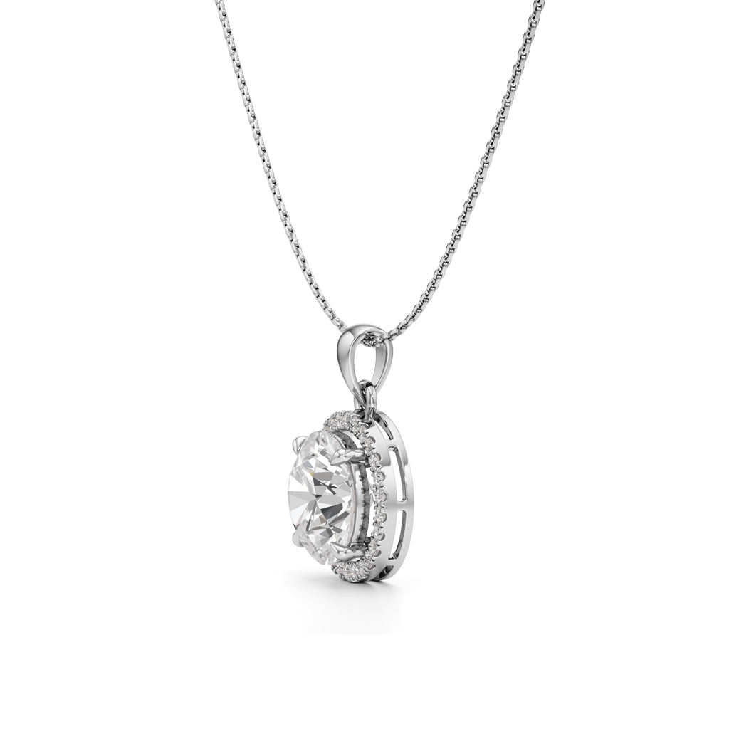 Celeste Halo Round Diamond Pendant Necklace