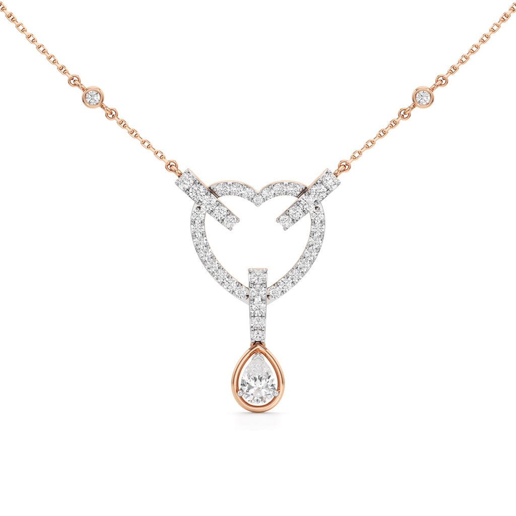 Celestia Interlocking Heart & Pear Drop Pendant Necklace