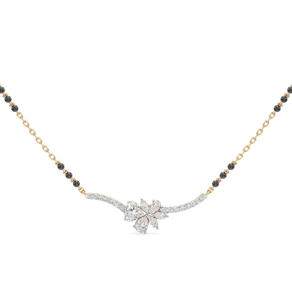 Modern Floral Bloom 925 Silver 18k Gold Plated Mangalsutra