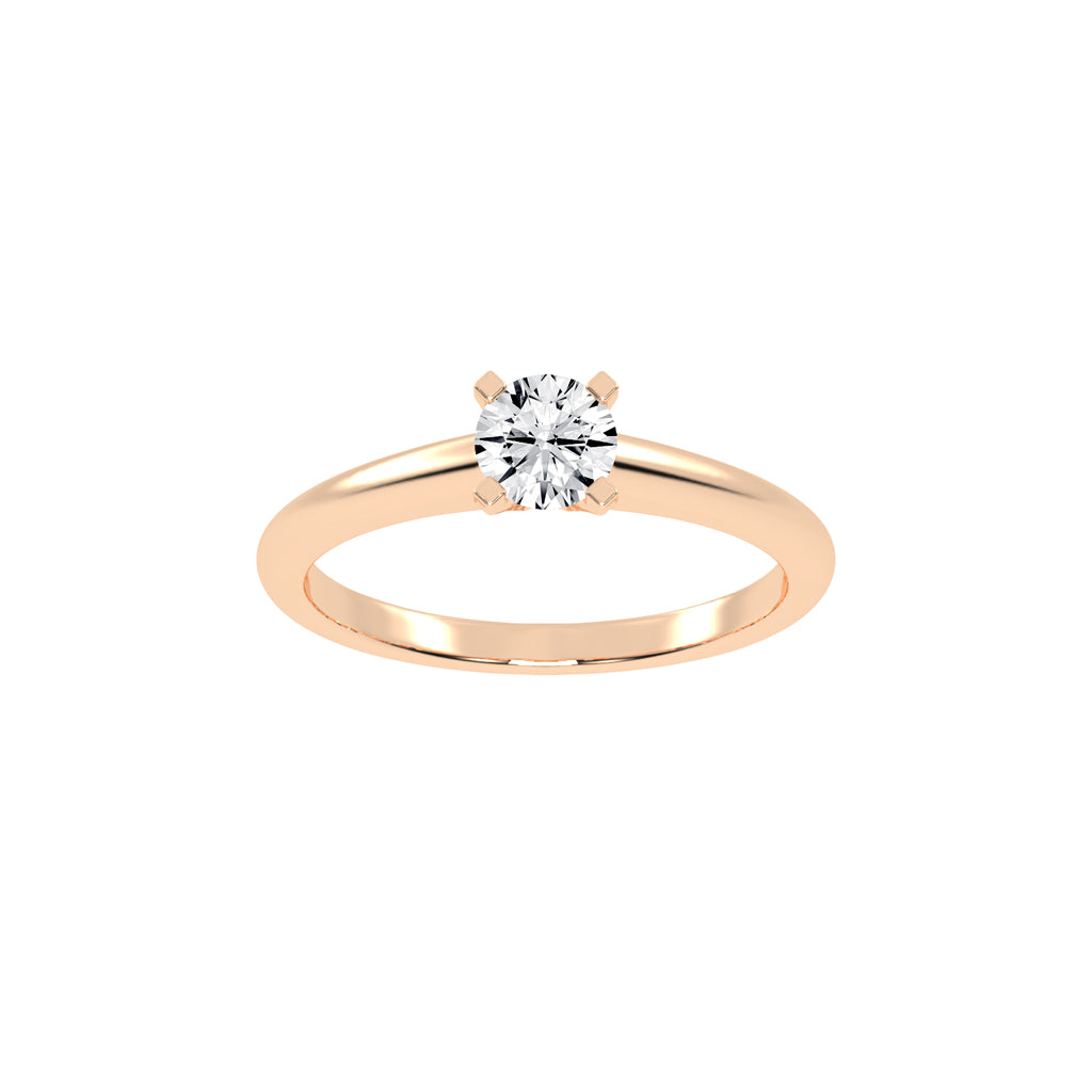 Solirra 0.50Ct Tab Prong Round Cut Solitaire Lab Diamond Ring