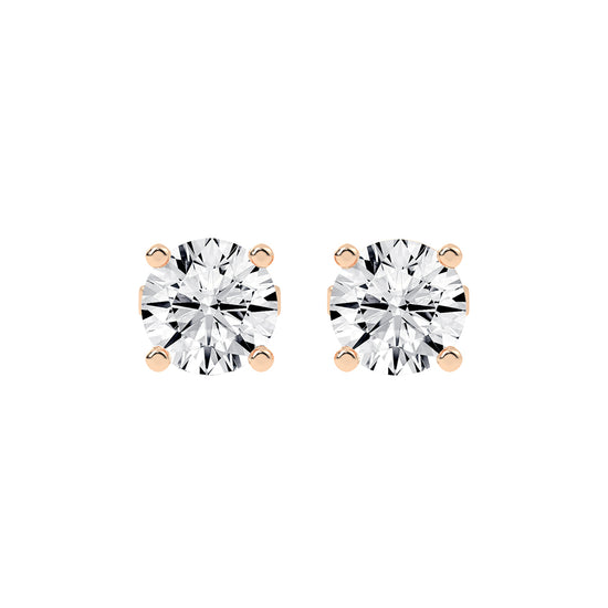 2Ct Round Shape Yellow Gold Solitaire Studs Earrings
