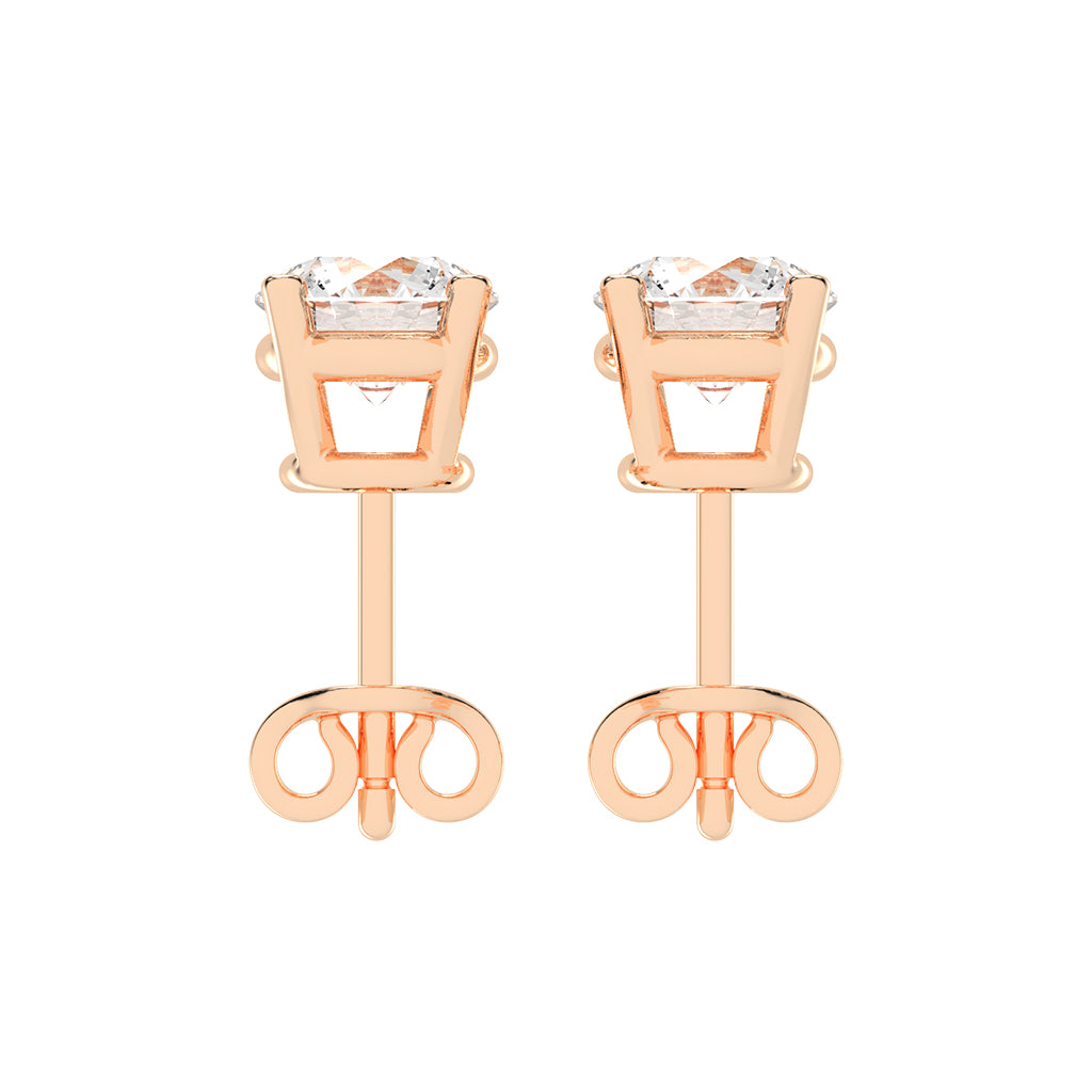 2Ct Round Shape Yellow Gold Solitaire Studs Earrings
