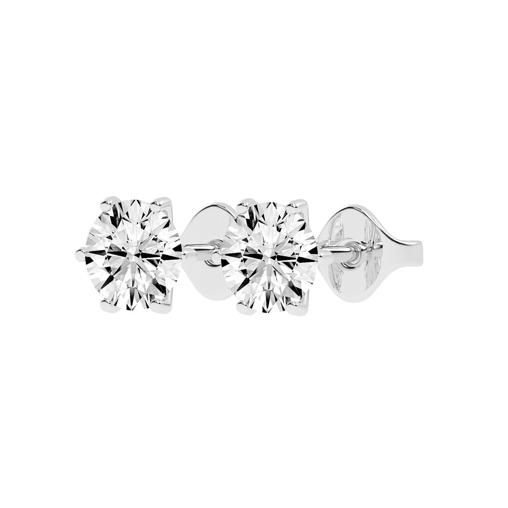 2Ct Round Shape Yellow Gold Solitaire Studs Earrings