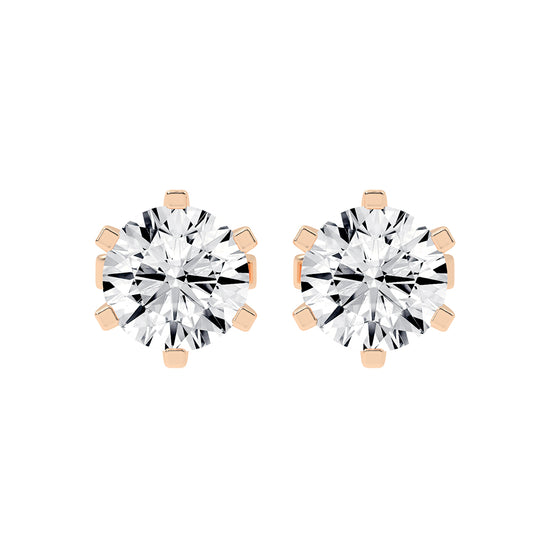 2Ct Round Shape Rose Gold Solitaire Studs Earrings