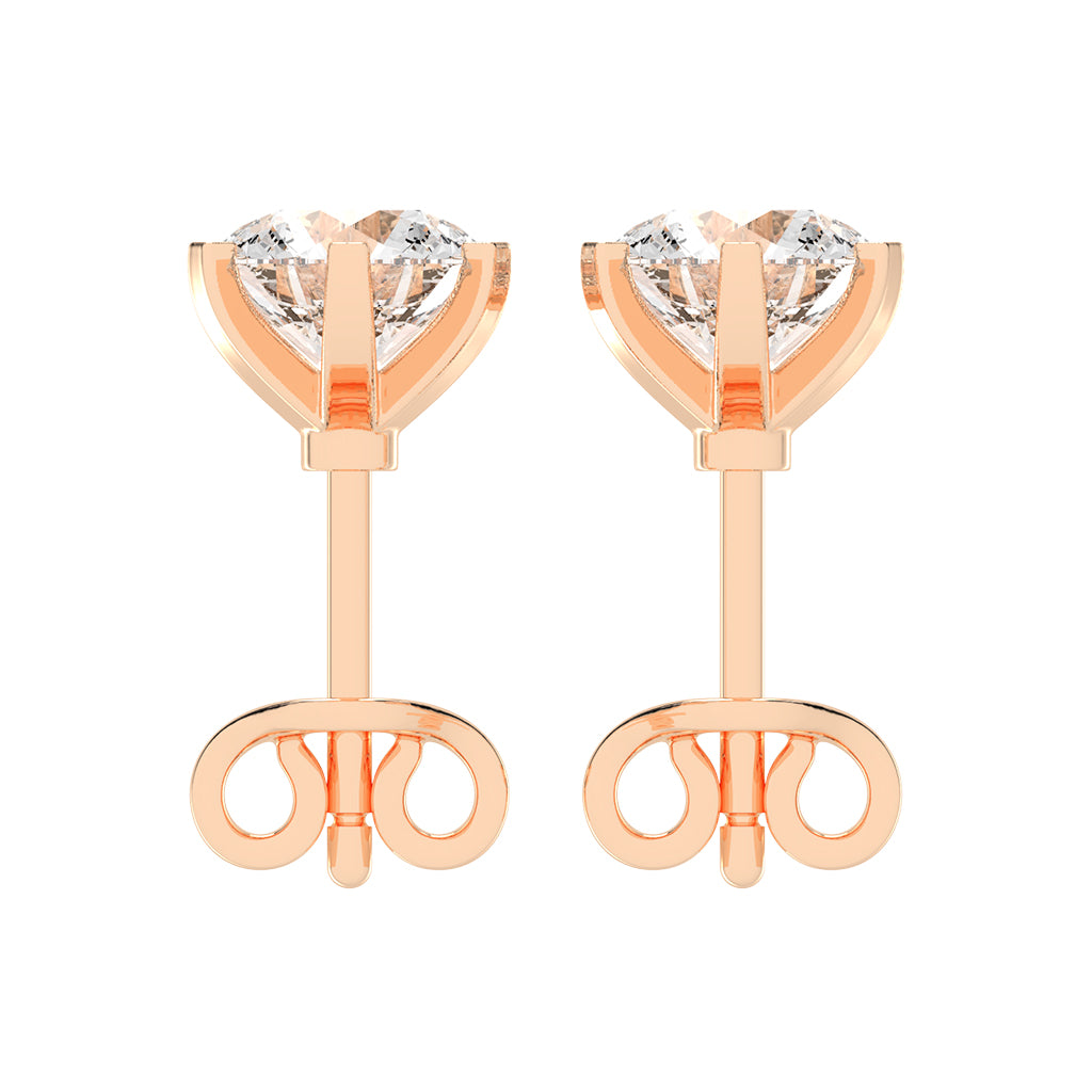 2Ct Round Shape Rose Gold Solitaire Studs Earrings