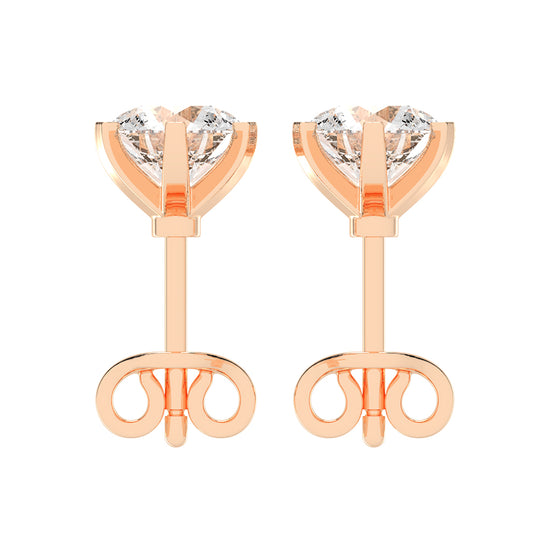 2Ct Round Shape Rose Gold Solitaire Studs Earrings