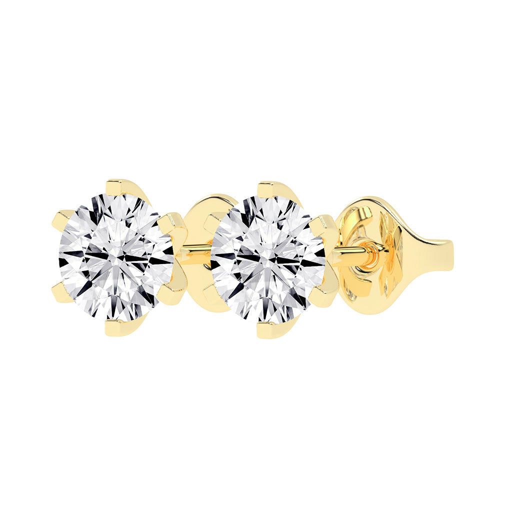 2Ct Round Shape Rose Gold Solitaire Studs Earrings