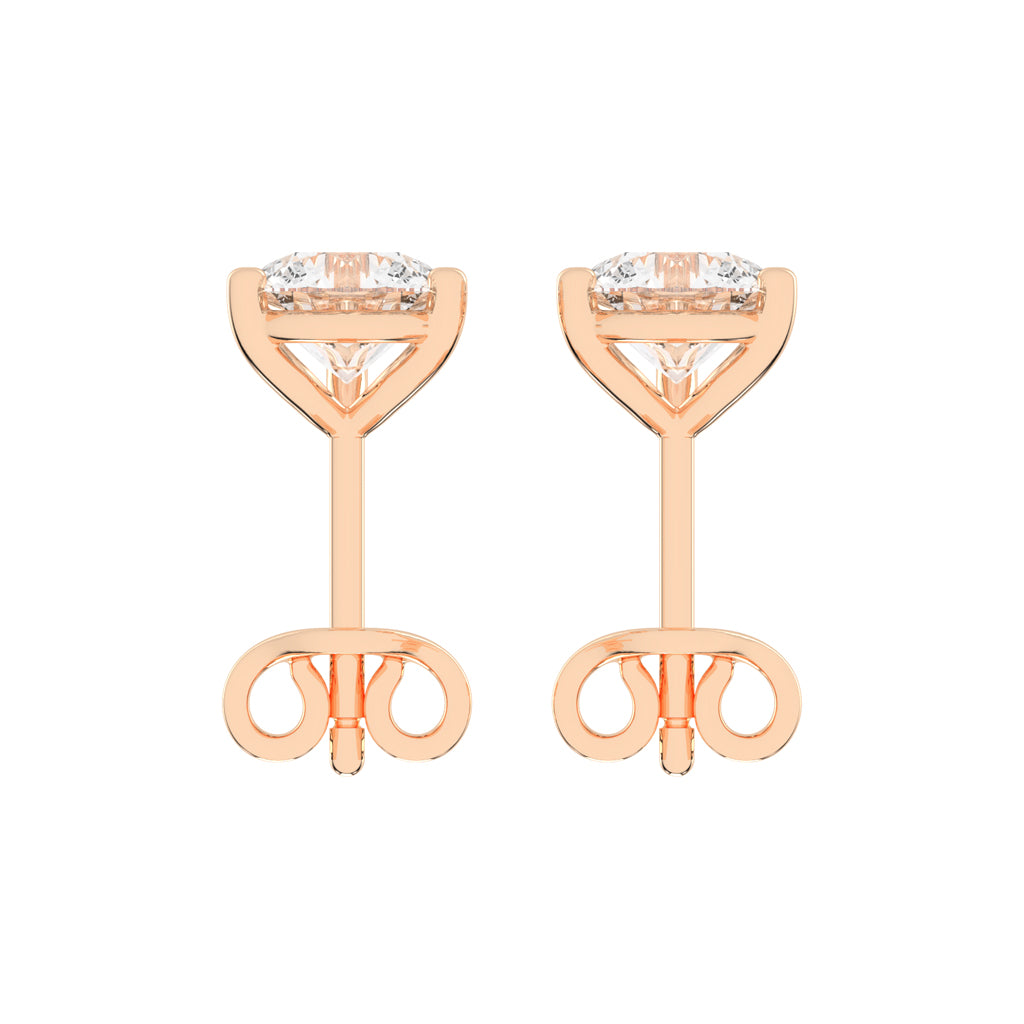 1.5Ct Round Shape Rose Gold Solitaire Studs Earrings