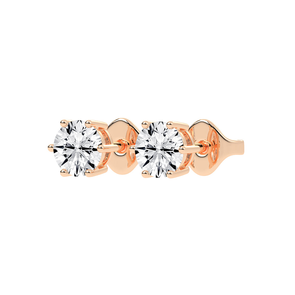1.25Ct Round Shape Yellow Gold Solitaire Studs Earrings