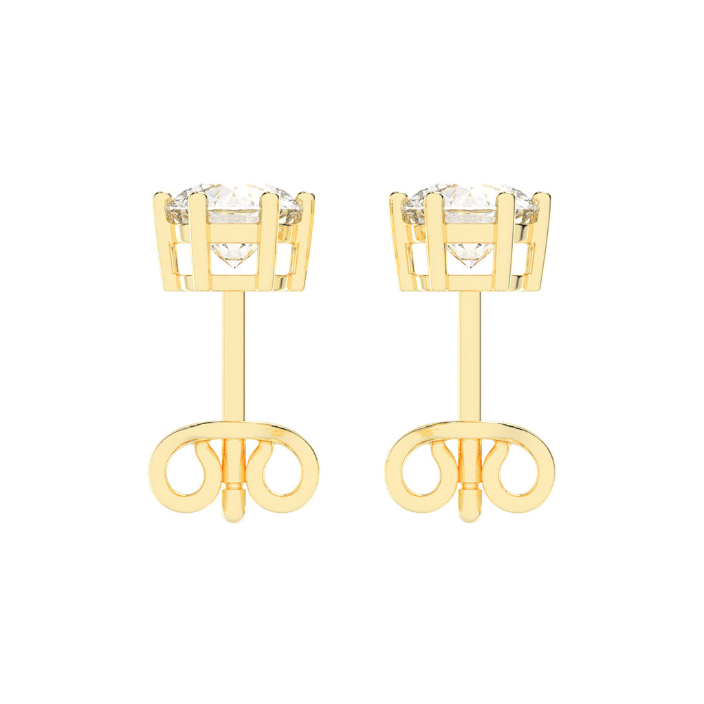 1.25Ct Round Shape Yellow Gold Solitaire Studs Earrings