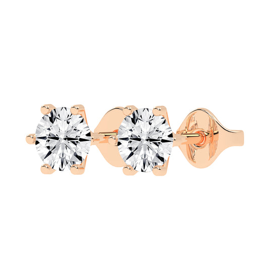 1.25Ct Round Shape Gold Solitaire Studs Earrings