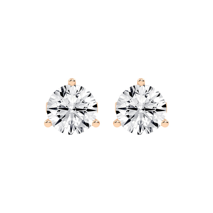 2.25Ct Round Shape Rose Gold Solitaire Studs Earrings