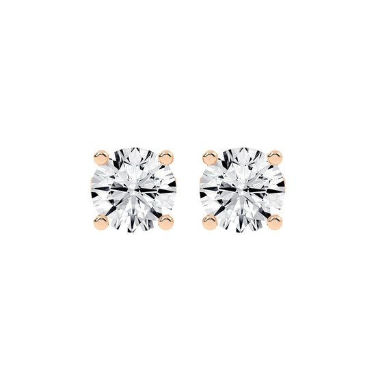 2Ct Round Shape Yellow Gold Solitaire Studs Earrings
