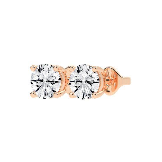 2Ct Round Shape Yellow Gold Solitaire Studs Earrings