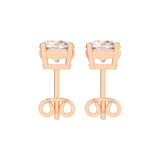 2Ct Round Shape Yellow Gold Solitaire Studs Earrings