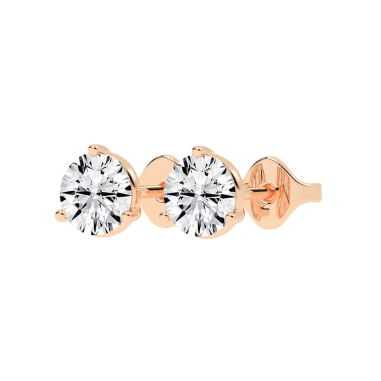 2Ct Round Shape Yellow Gold Solitaire Studs Earrings