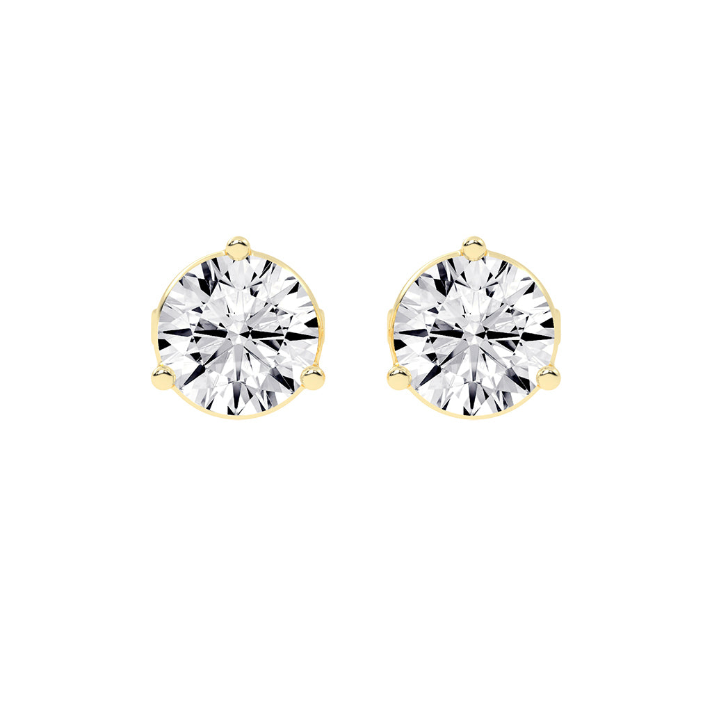 2Ct Round Shape Yellow Gold Solitaire Studs Earrings