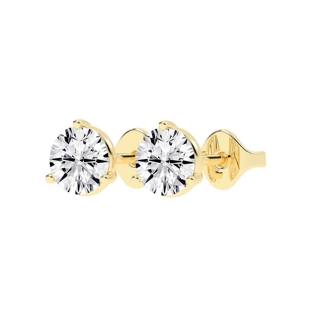 2Ct Round Shape Yellow Gold Solitaire Studs Earrings