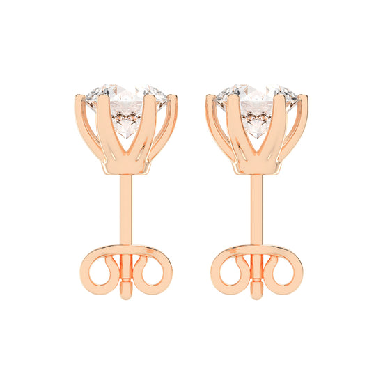 2Ct Round Shape Gold Solitaire Studs Earrings