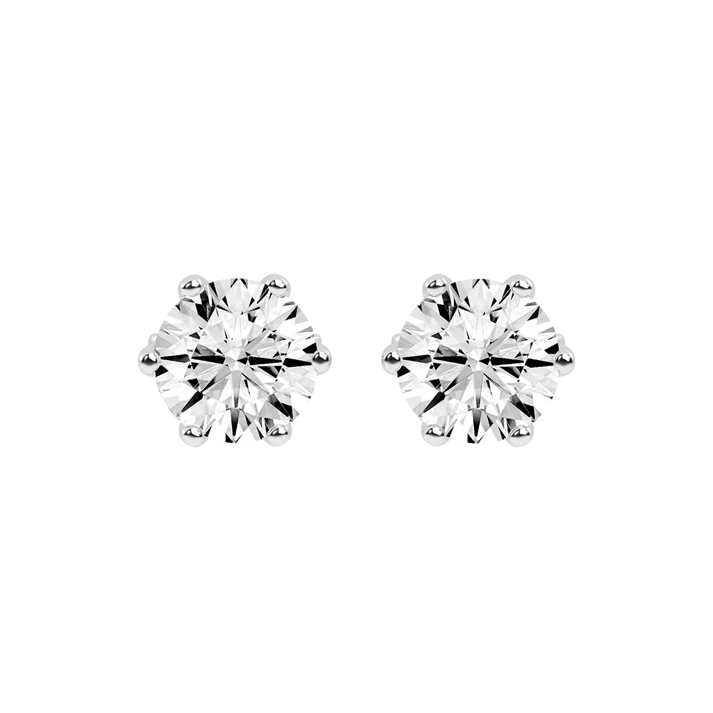2Ct Round Shape Gold Solitaire Studs Earrings
