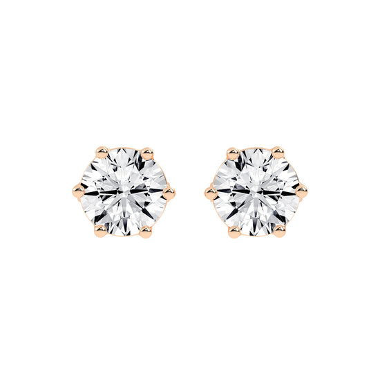 2Ct Round Shape Rose Gold Solitaire Studs Earrings