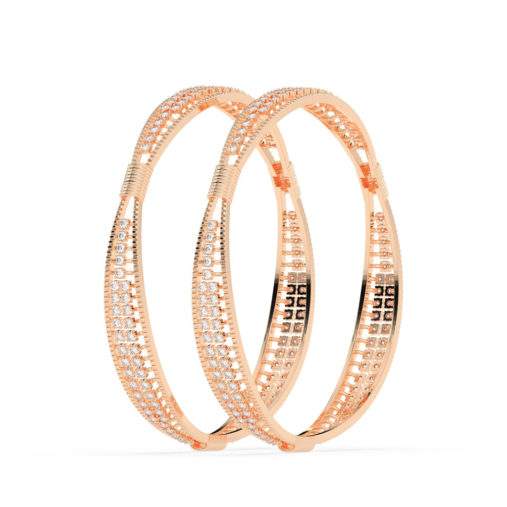 Nyra dual round cut broad lab diamond bangles