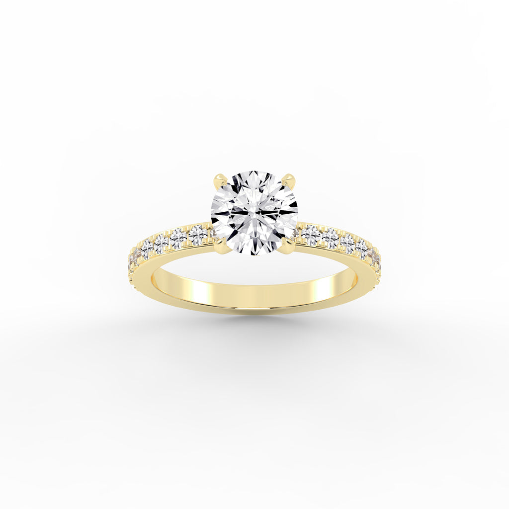 Hidden-Halo Solitaire 925 Silver 18k Gold Plated Pavé Statement Ring