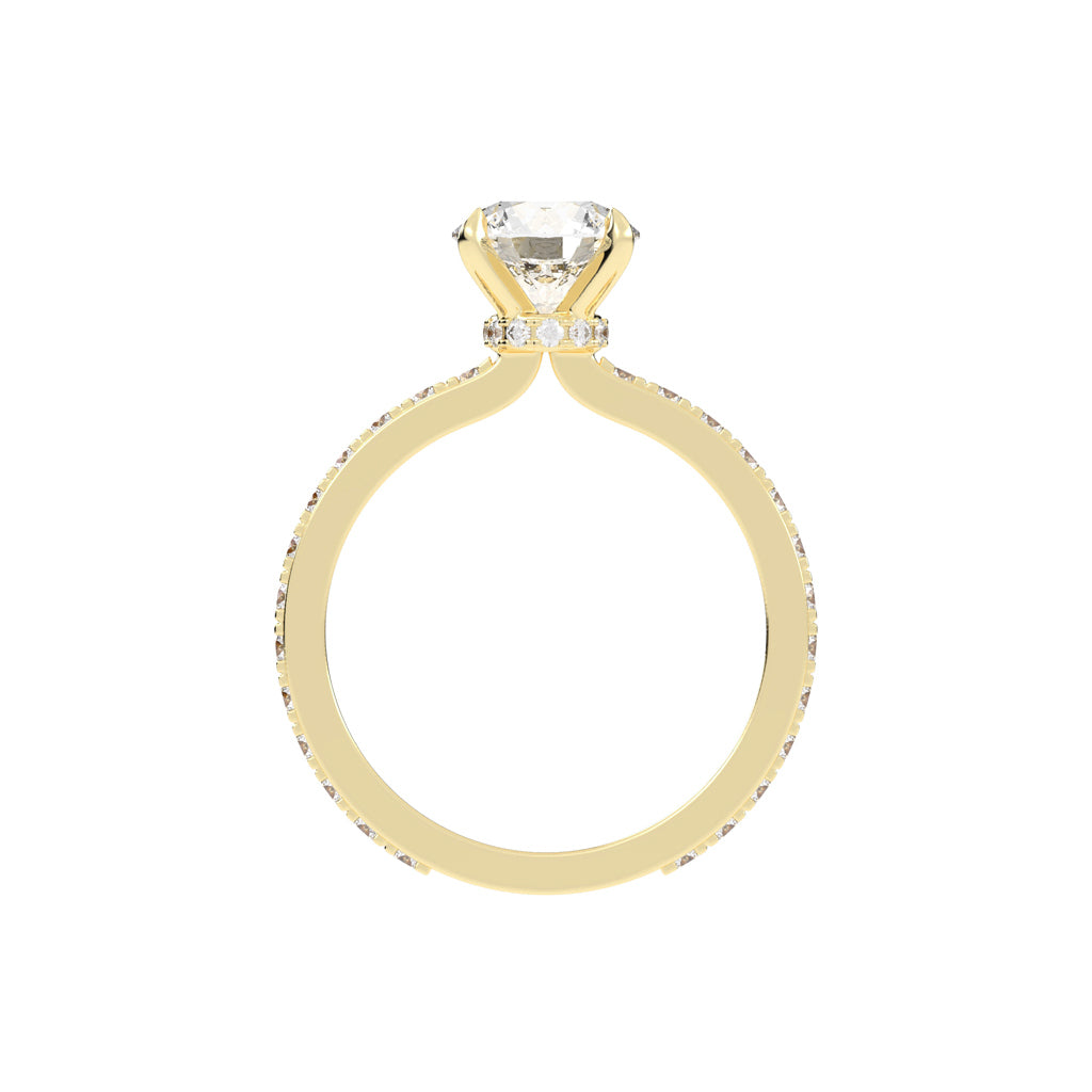 Hidden-Halo Solitaire 925 Silver 18k Gold Plated Pavé Statement Ring