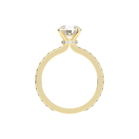 Hidden-Halo Solitaire 925 Silver 18k Gold Plated Pavé Statement Ring