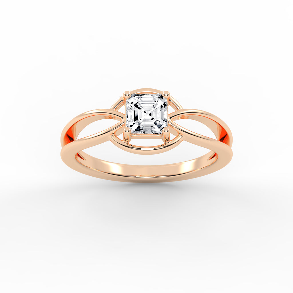 Solavira Square Emerald cut solitaire lab diamond ring