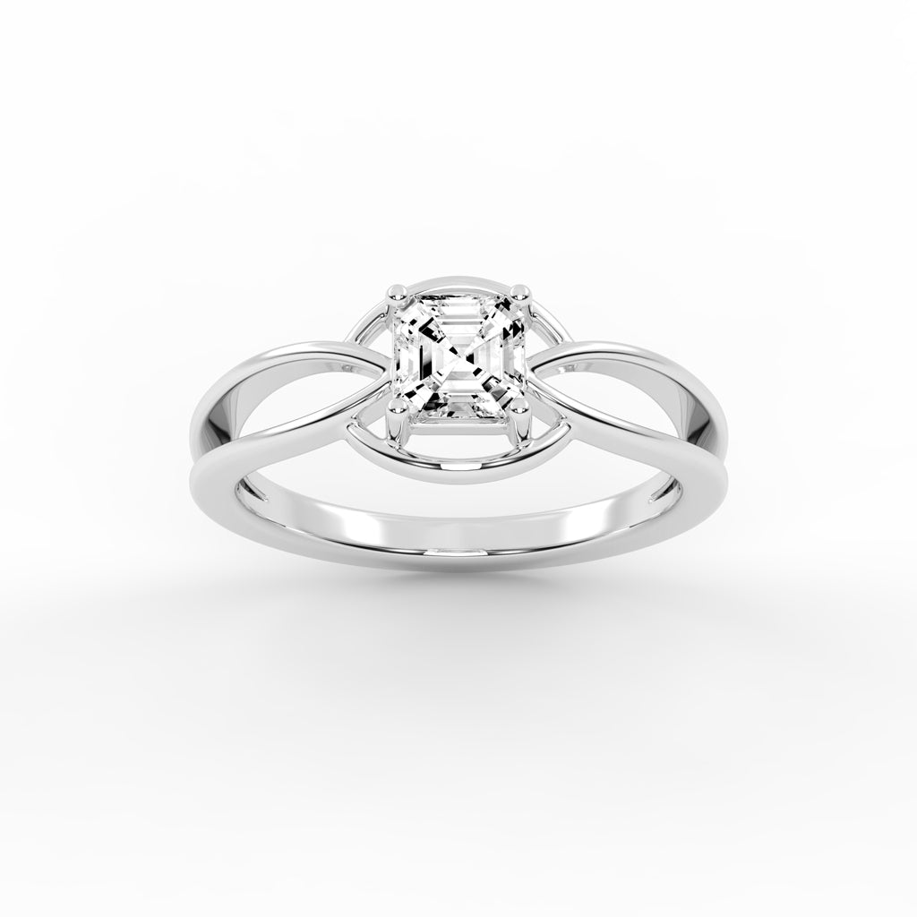 Solavira Square Emerald cut solitaire lab diamond ring