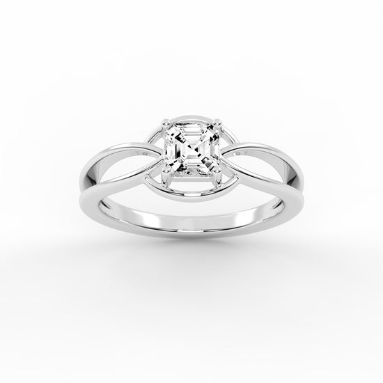 Solavira Square Emerald cut solitaire lab diamond ring
