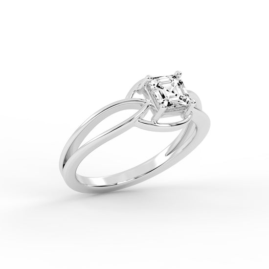 Solavira Square Emerald cut solitaire lab diamond ring