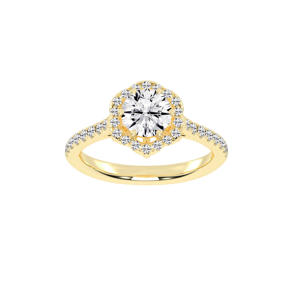 Halaris Six Prong Round Cut Halo Lab Diamond Ring