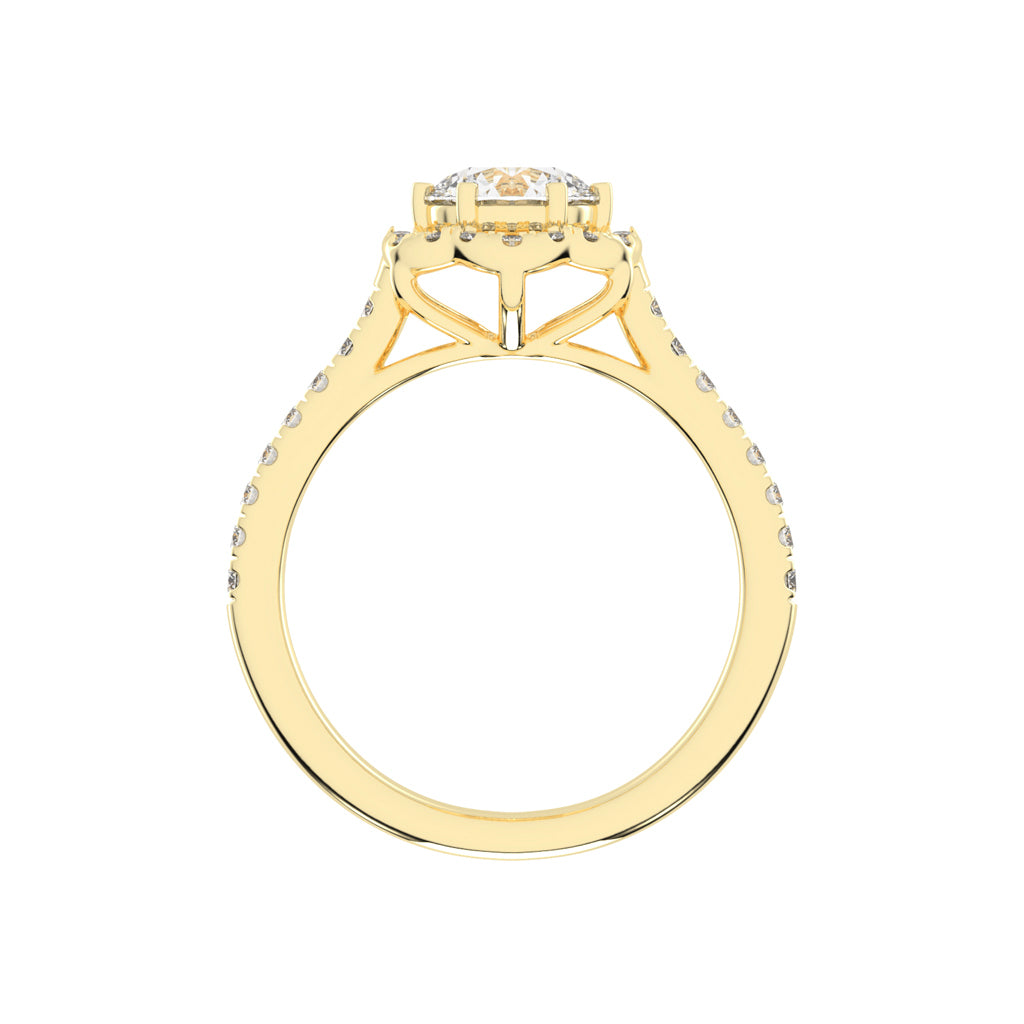 Halaris Six Prong Round Cut Halo Lab Diamond Ring