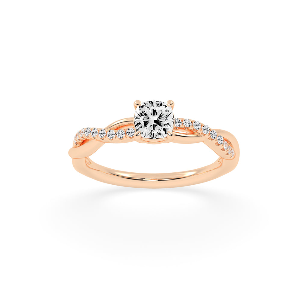 Luxida braided cushion cut lab diamond ring