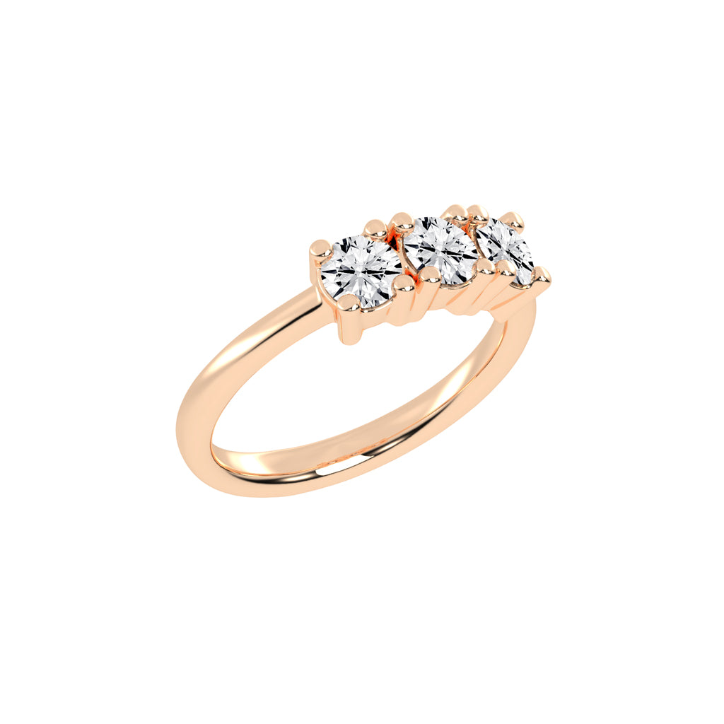 Trivona classic round cut three stone lab diamond ring