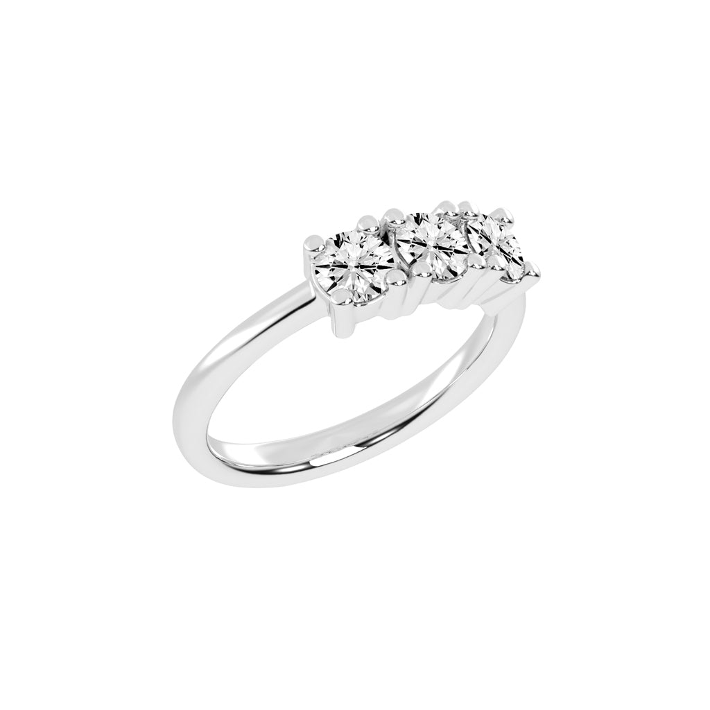 Trivona classic round cut three stone lab diamond ring
