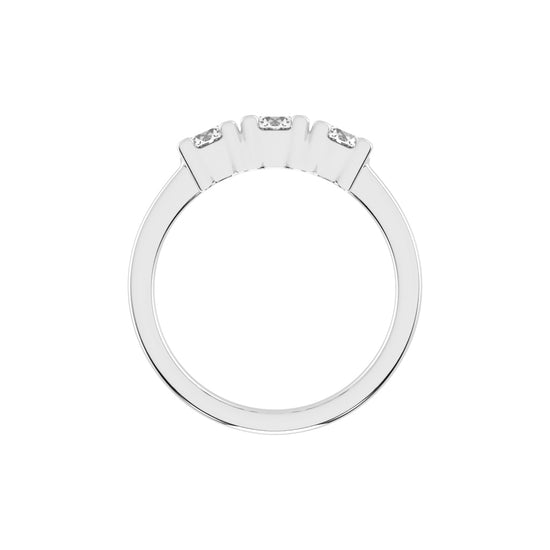 Trivona classic round cut three stone lab diamond ring