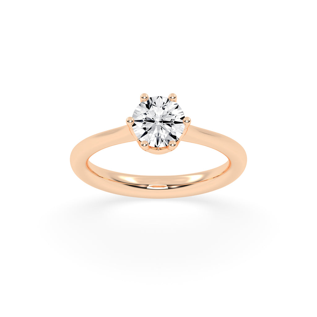 Solivis six prong round cut solitaire lab diamond ring