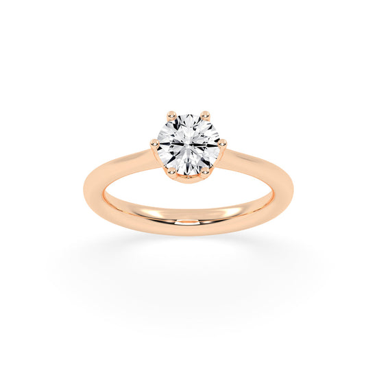 Solivis six prong round cut solitaire lab diamond ring