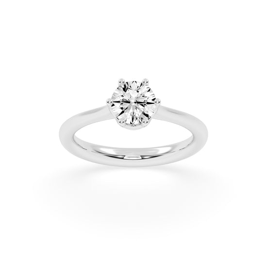 Solivis six prong round cut solitaire lab diamond ring