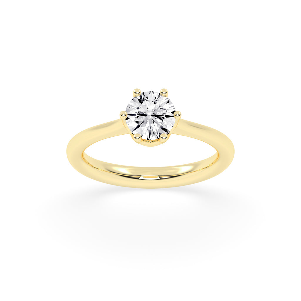 Solivis six prong round cut solitaire lab diamond ring