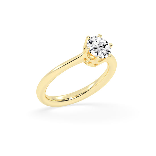 Solivis six prong round cut solitaire lab diamond ring
