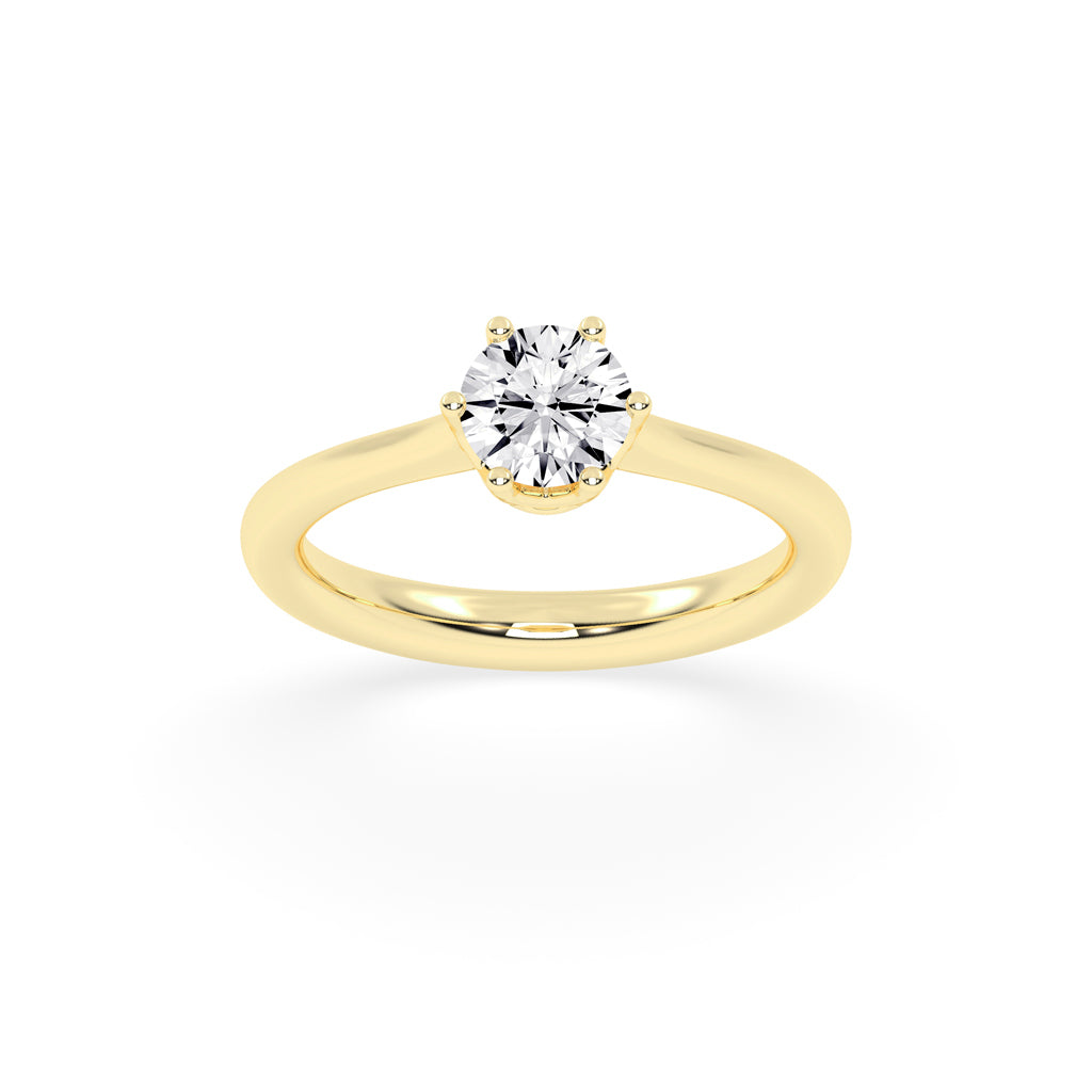 Solyris decorative style round cut solitaire lab diamond ring